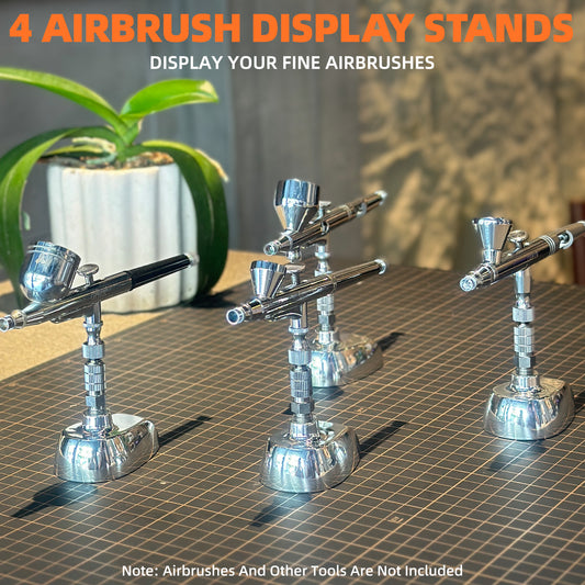 OPHIR Set of 2 Silver Airbrush Display Holder Station, Desktop Airbrush Stand with Quick Connector
