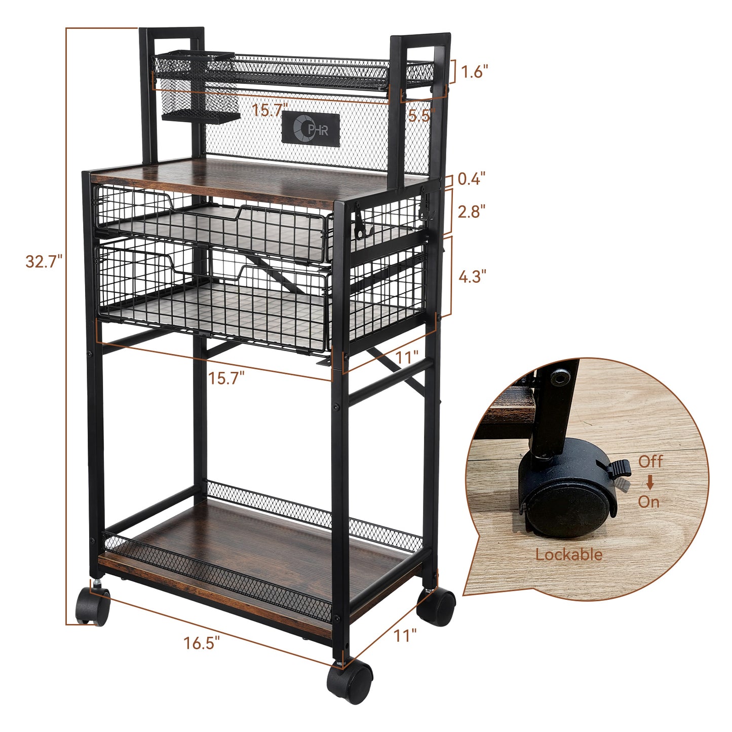 OPHIR 5 Tiers Art Cart, Airbrush Paint Storage Cart with 2 Air Brush Holders for Airbrush Compressor Kit