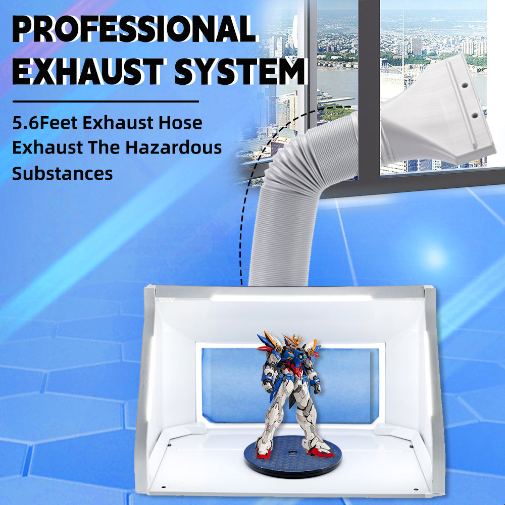 OPHIR Airbrush Spray Booth Kit with Adjustable Led Lighting and Switch Exhaust Filter Extractor for Hobby Model Painting