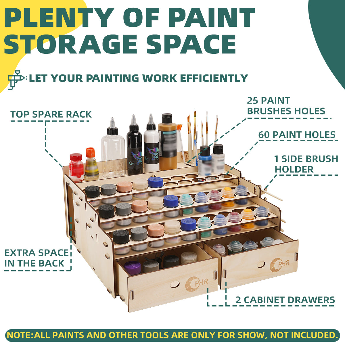 OPHIR Wooden Paint Organizer, Miniature Painting Storage Rack Acrylic Miniature Paint Set