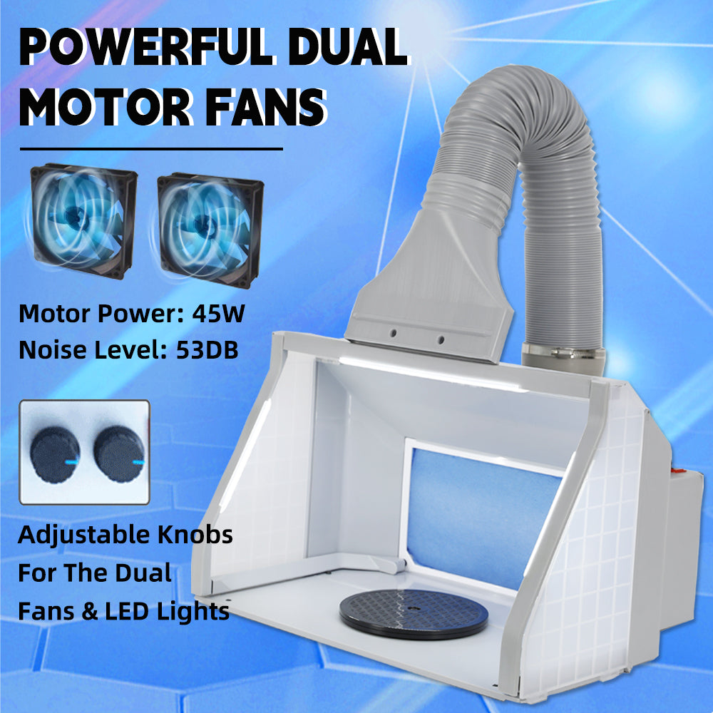 OPHIR Airbrush Spray Booth Kit with Adjustable Led Lighting and Switch Exhaust Filter Extractor for Hobby Model Painting