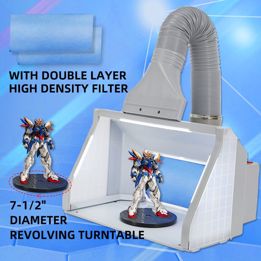 OPHIR Airbrush Spray Booth Kit with Adjustable Led Lighting and Switch Exhaust Filter Extractor for Hobby Model Painting