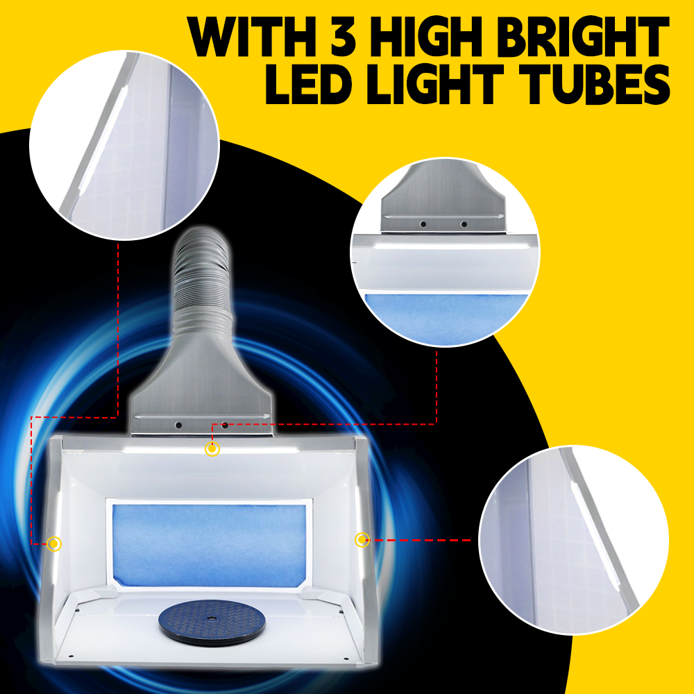 OPHIR Airbrush Spray Booth with Led Light Kit for Model Cake Crafts Painting