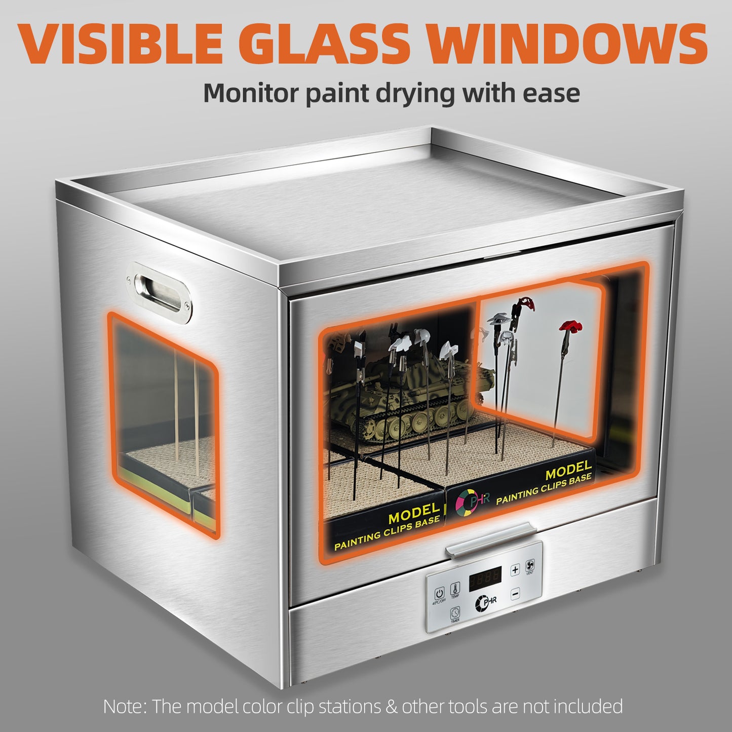 OPHIR Airbrush Drybooth, 300W DIY Model Paint Dryer, Stainless Steels Painting Drying Booth for Primer, Acrylic Paint, Oil Paint, Varnish