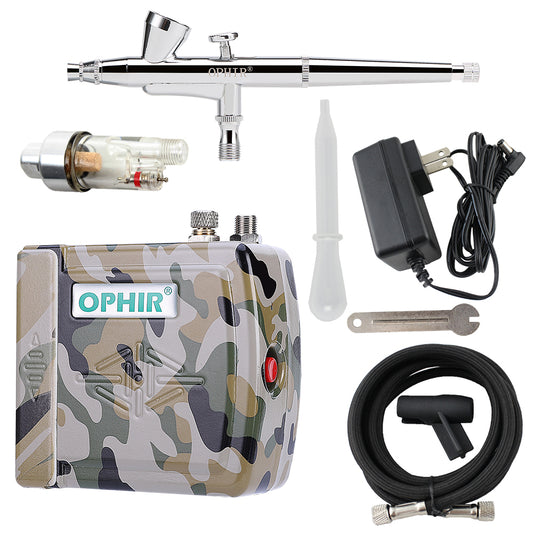 OPHIR Airbrush Compressor Kit 0.2mm Dual-Action Airbrush for Nail Art Makeup Beauty
