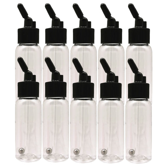 OPHIR 10X Dual-Action Siphon Bottle with Rubber Caps & Stainless Steel Balls Plastic Bottle Jars for Most of Down-Pot Airbrushes