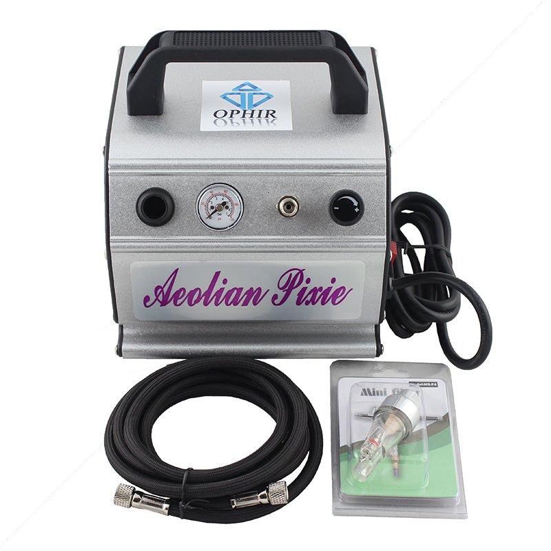 OPHIR Adjustable Airbrush Air Compressor with Air Hose Filter for Cake Model Tattoo Beauty