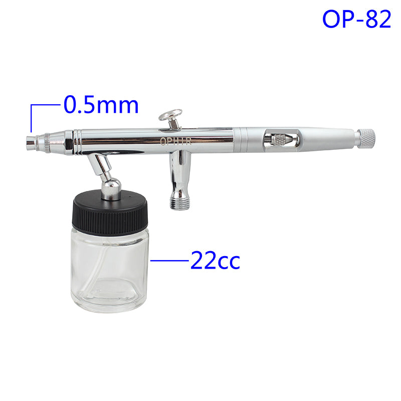 OPHIR New Dual Action Airbrush Set Kit with Glass Bottles for Model Cake Decoration Nail Art