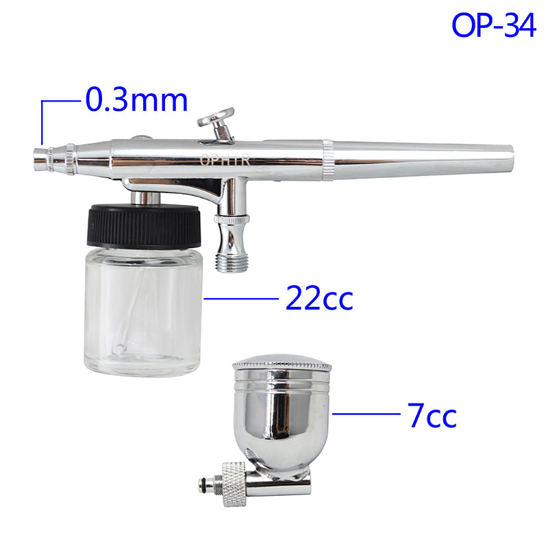 OPHIR New Dual Action Airbrush Set Kit with Glass Bottles for Model Cake Decoration Nail Art
