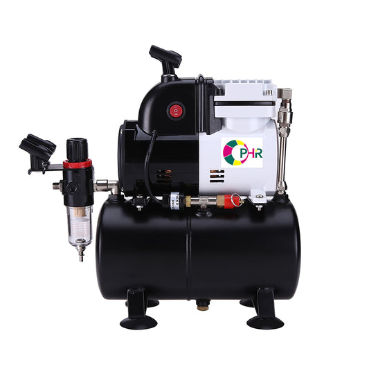 OPHIR Single Cylinder Piston Airbrush Compressor with Tank & Fan for Hobby Model Tanning Wall Painting