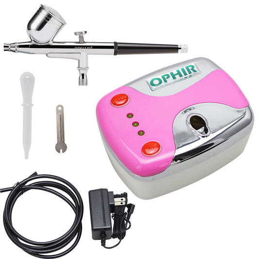 OPHIR  Air-Brush Kit 0.3mm Dual Action Body Paint Spray Gun Black 12V DC Mini Air Compressor for Makeup Airbrushing Nail Art Temporary Tattoo