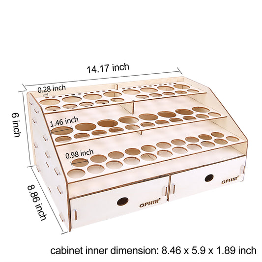 OPHIR Wooden Paint Rack Stand Pigment Bottle Tool Storage with Cabinet Holder Organizer for 58 Bottles of Paints