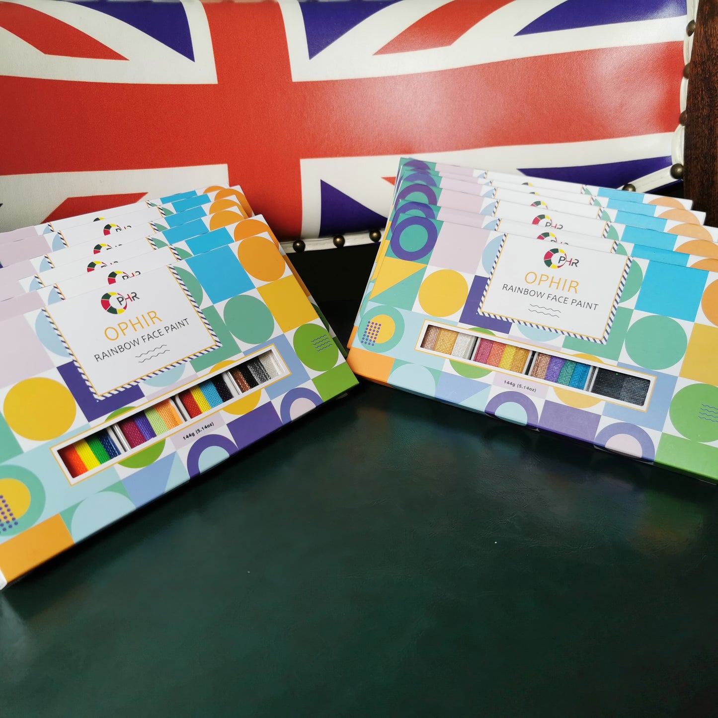 OPHIR Rainbow Face Painting Kit for Kids, Body Art Paint Palette with 2 Brushes Includes Matt, Pearly, Neon Colors 144g