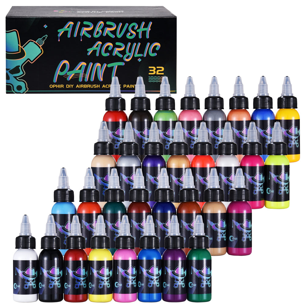 OPHIR Airbrush Acrylic Paint Airbrush DIY Pigment Colourful Ink for Hobby Model Shoes Leather Painting