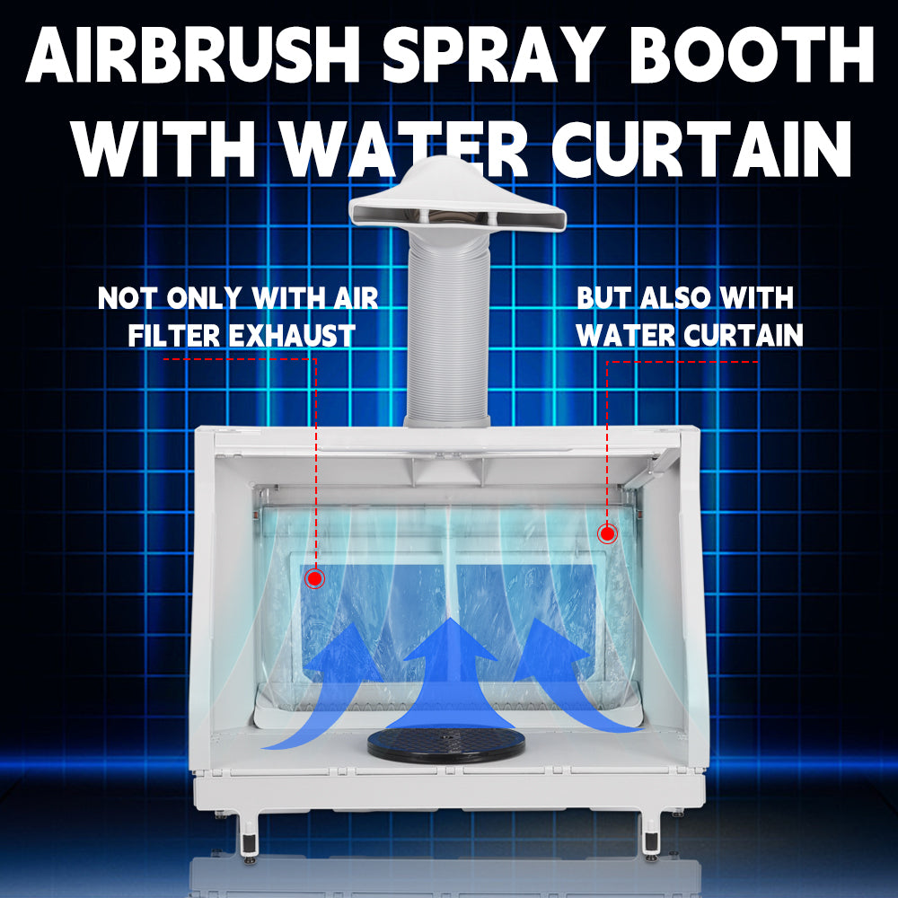 OPHIR Upgraded Water Curtain Airbrush Spray Booth, Spray Paint Booth for Airbrushing with Filter LED Lights for Model, Shoes,Crafts, T-Shirt, Cake & Hobbies