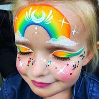 Double Split Cakes Face Paint Palette, Rainbow Body Painting Tools Set 5.14OZ