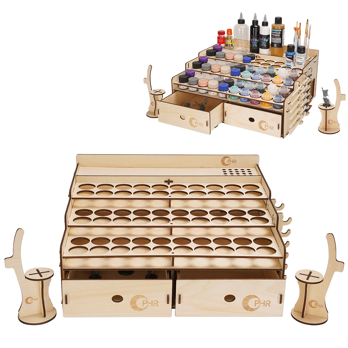 OPHIR Wooden Paint Organizer, Miniature Painting Storage Rack Acrylic Miniature Paint Set