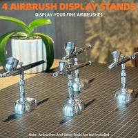 OPHIR Set of 2 Silver Airbrush Display Holder Station, Desktop Airbrush Stand with Quick Connector