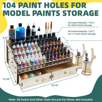 OPHIR Paint Storage Rack Compatible for Vallejo Paint, Wooden Miniature Paint Holder Organizer for Acrylic Miniature Paint Set