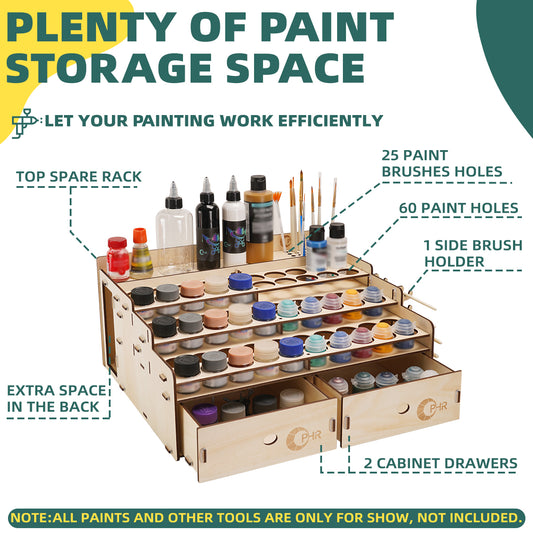 OPHIR Wooden Paint Organizer, Miniature Painting Storage Rack Acrylic Miniature Paint Set