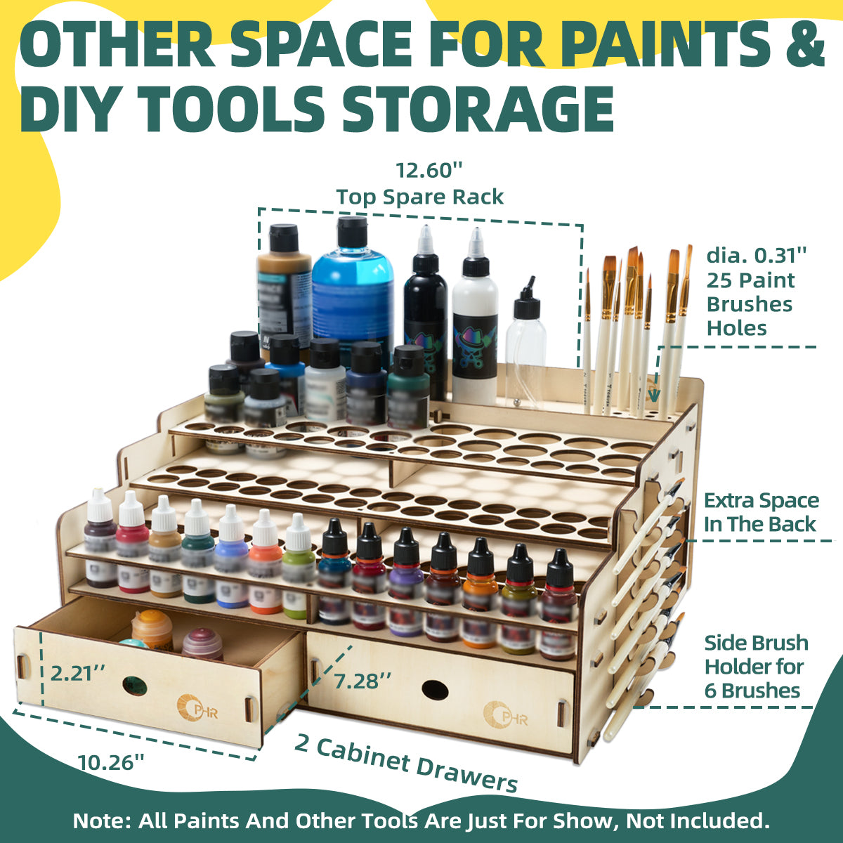 OPHIR Paint Storage Rack Compatible for Vallejo Paint, Wooden Miniature Paint Holder Organizer for Acrylic Miniature Paint Set