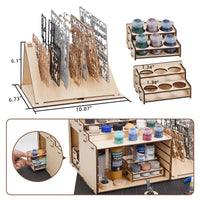 OPHIR Wooden Paint Holder, Miniature Paint Storage Rack with 36 Holes of Citadel Paints and 36 Holes of Paint Brushes, A Model Pieces Shelf for Gundam Model, Multi Layer Adjustable Large Storage Space