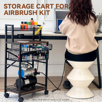 OPHIR 5 Tiers Art Cart, Airbrush Paint Storage Cart with 2 Air Brush Holders for Airbrush Compressor Kit