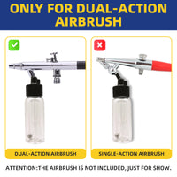 OPHIR 10X Dual-Action Siphon Bottle with Rubber Caps & Stainless Steel Balls Plastic Bottle Jars for Most of Down-Pot Airbrushes
