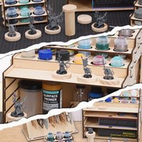 OPHIR Wooden Paint Holder, Miniature Paint Storage Rack with 36 Holes of Citadel Paints and 36 Holes of Paint Brushes, A Model Pieces Shelf for Gundam Model, Multi Layer Adjustable Large Storage Space