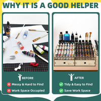 OPHIR Paint Storage Rack Compatible for Vallejo Paint, Wooden Miniature Paint Holder Organizer for Acrylic Miniature Paint Set