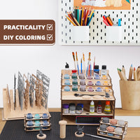 OPHIR Wooden Paint Holder, Miniature Paint Storage Rack with 36 Holes of Citadel Paints and 36 Holes of Paint Brushes, A Model Pieces Shelf for Gundam Model, Multi Layer Adjustable Large Storage Space