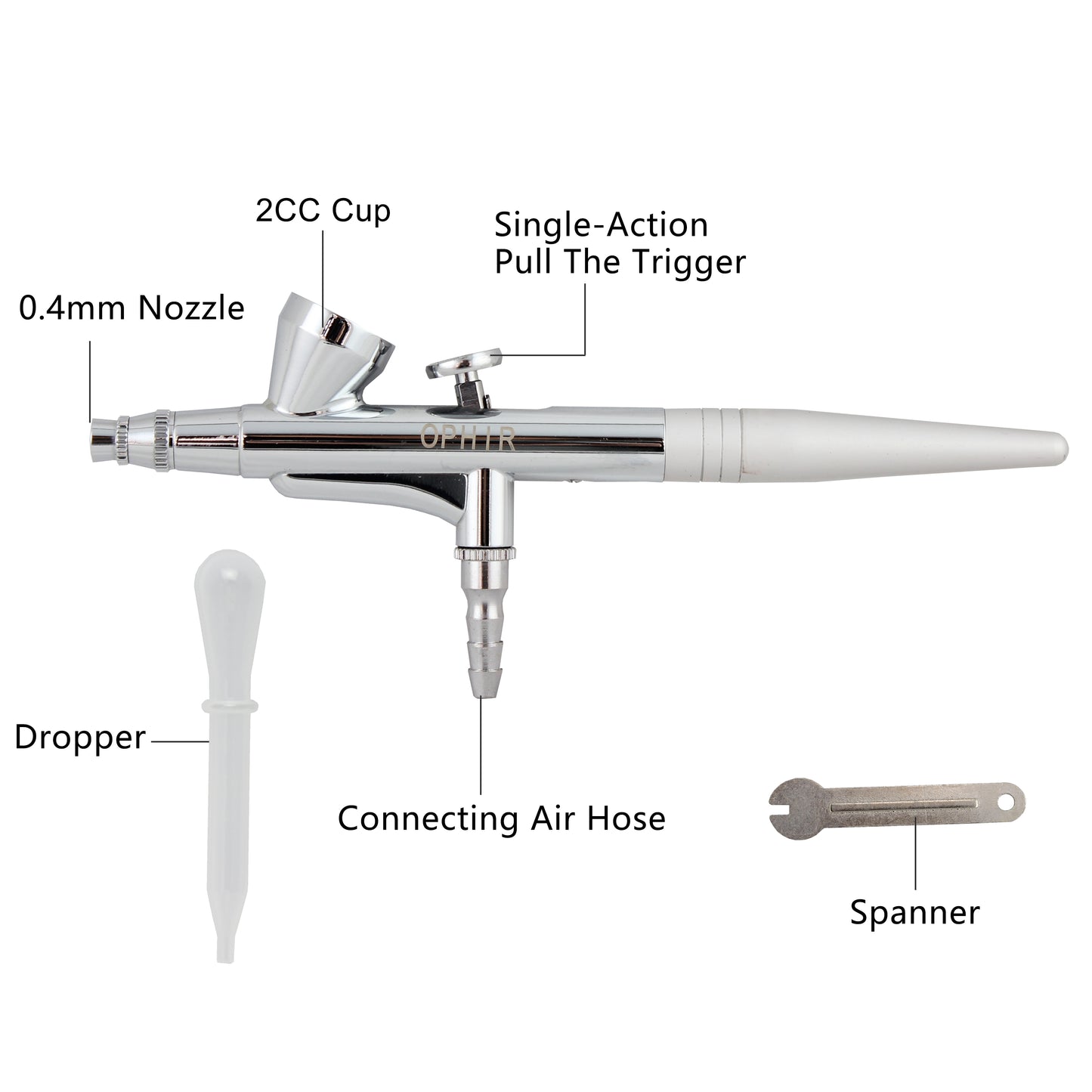 OPHIR New Spray Gun Single Action 0.3mm Nozzle Airbrush Kit for Make Up Beauty Nail Art Painting