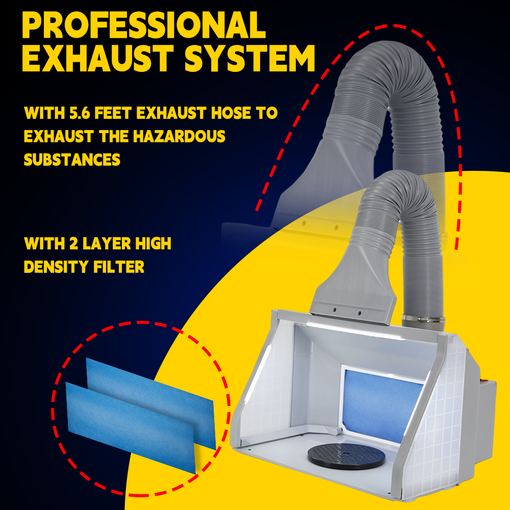 OPHIR Airbrush Spray Booth with Led Light Kit for Model Cake Crafts Painting