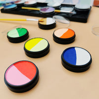 Double Split Cakes Face Paint Palette, Rainbow Body Painting Tools Set 5.14OZ