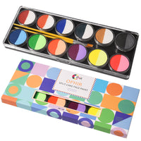 Double Split Cakes Face Paint Palette, Rainbow Body Painting Tools Set 5.14OZ