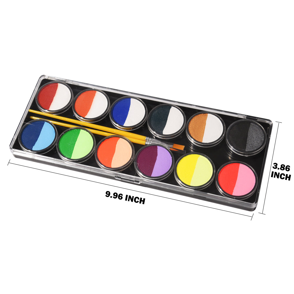 Double Split Cakes Face Paint Palette, Rainbow Body Painting Tools Set 5.14OZ