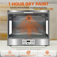 OPHIR Airbrush Drybooth, 300W DIY Model Paint Dryer, Stainless Steels Painting Drying Booth for Primer, Acrylic Paint, Oil Paint, Varnish