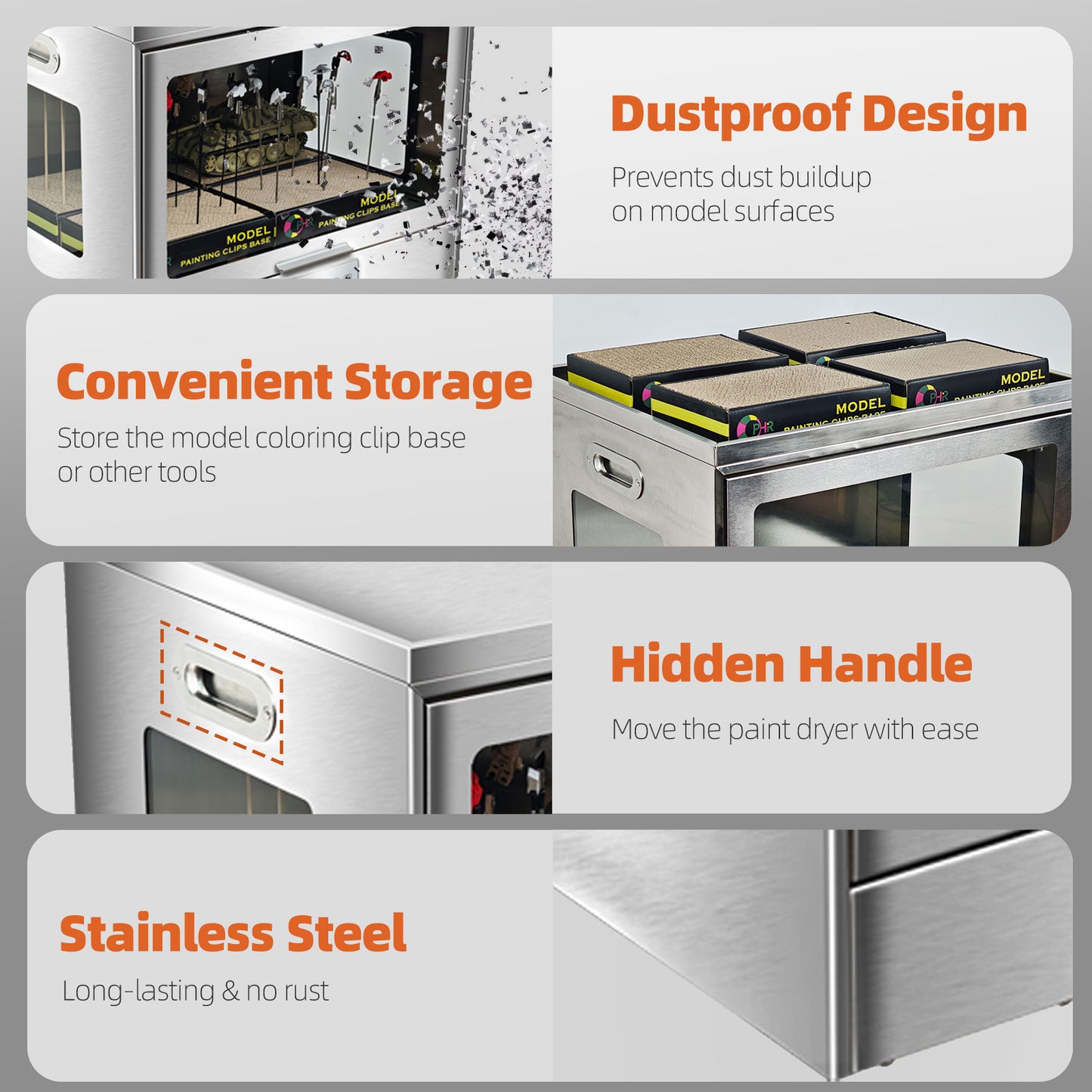 OPHIR Airbrush Drybooth, 300W DIY Model Paint Dryer, Stainless Steels Painting Drying Booth for Primer, Acrylic Paint, Oil Paint, Varnish