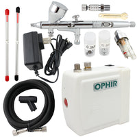 OPHIR 100V-240V Mini Air Airbrush Compressor Kit 3 Tips Dual-Action Airbrush for Model Crafts Painting Cake Decoration
