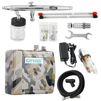 OPHIR 0.3mm 0.5mm 0.8mm Airbrush Kit 12V DC Mini Air Compressor for Crafts Cake Decoration Hobby Painting