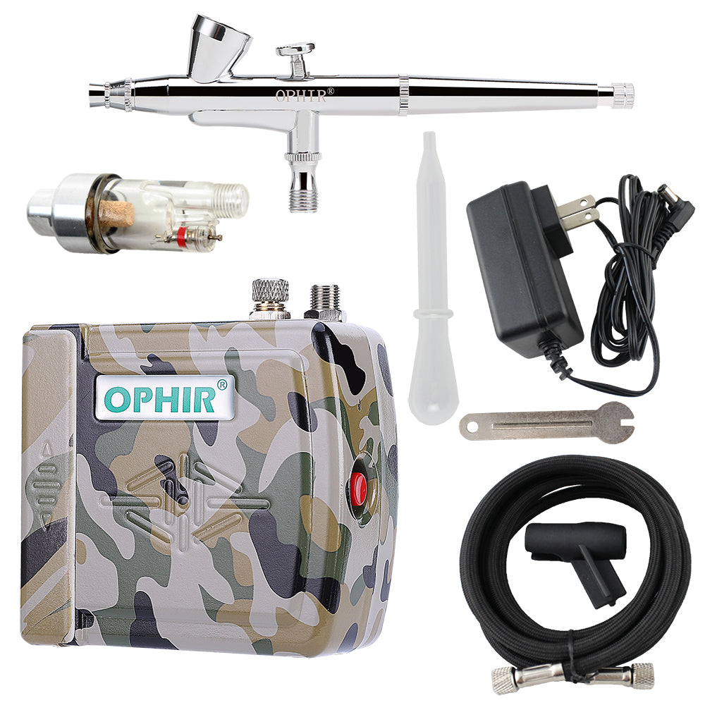 OPHIR Airbrush Compressor Kit 0.2mm Dual-Action Airbrush for Nail Art Makeup Beauty