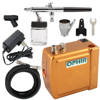 OPHIR 0.35mm Nozzle Dual-Action Airbrush Kit 12V DC Mini Airbrush Compressor for Hobby Model Painting Temporary Tattoo Body Art