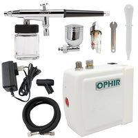 OPHIR Dual Action Airbrush 0.3mm Airbrush Spray Paint Mini Air Compressor for Temporary Tattoo Body Painting Model Painting
