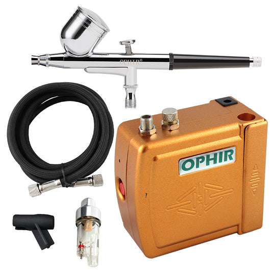 OPHIR 100V-240V 0.3mm Dual-Action Airbrush Kit  Mini Airbrush Air Compressor Kit for Makeup Body Tattoo Hobby Set