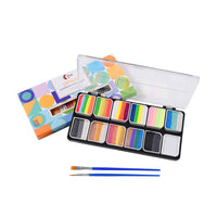 OPHIR Rainbow Face Painting Kit for Kids, Body Art Paint Palette with 2 Brushes Includes Matt, Pearly, Neon Colors 144g