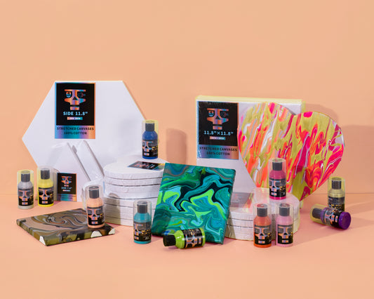 OPHIR Stretched Painting Art Canvas Boards of Heart Shape, Blank Cotton Canvases for Oil Acrylic Paintings, Pack of 4