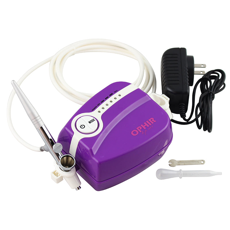 OPHIR 0.3mm Single-Action Airbrush Set with Mini Air Compressor for Body Art Tattoo Model Hobby Painting