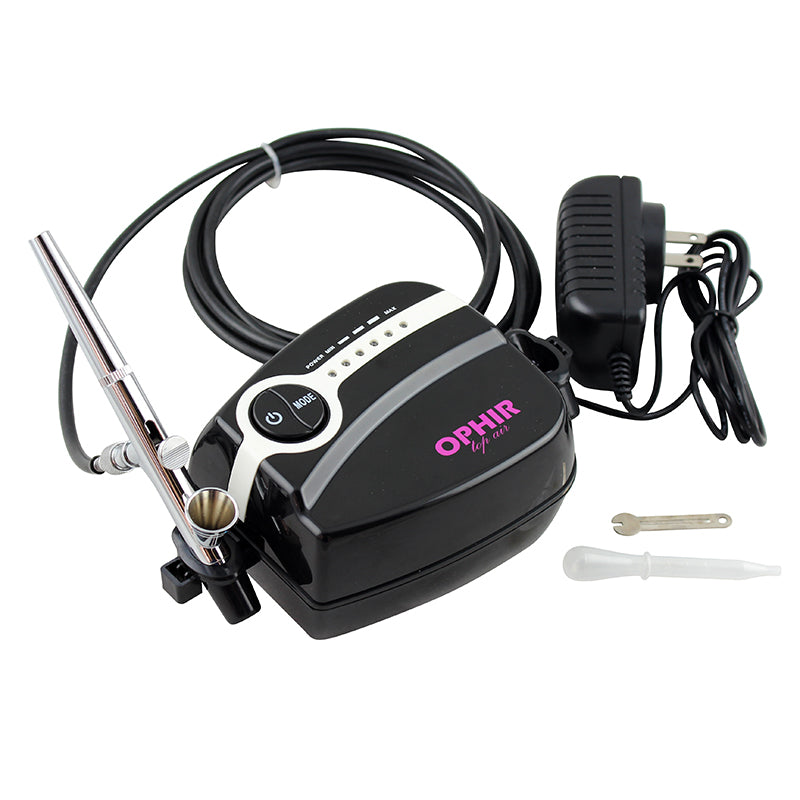 OPHIR Mini Air Compressor with 0.2mm Airbrush Spray Gun Kit for Makeup Beauty Nail Art