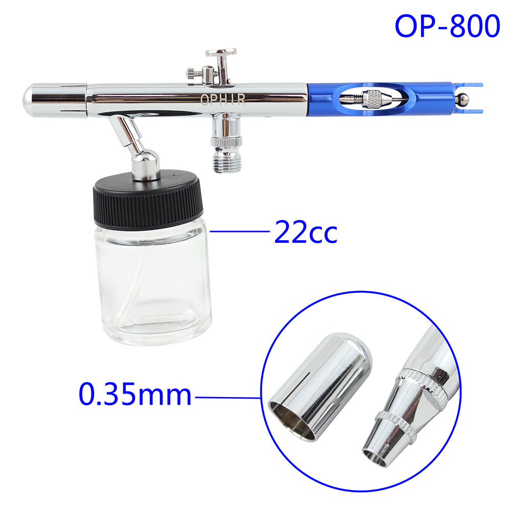 OPHIR Dual Action Body Model Airbrush Kit with Airbrush Holders and 1/8 & 1/8 Air Hose Splitter Set Adjustable
