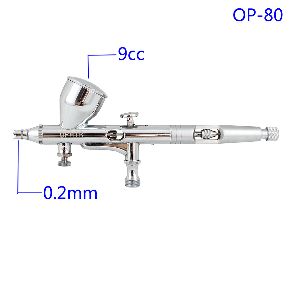 OPHIR Dual Action Body Model Airbrush Kit with Airbrush Holders and 1/8 & 1/8 Air Hose Splitter Set Adjustable